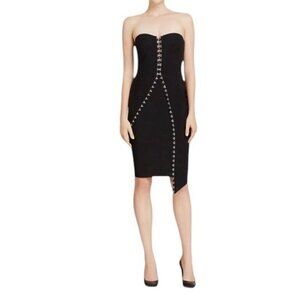 Bec + Bridge Sz 4 Dress Black Lace Up Corset Strapless Goth Party Punk Cocktail